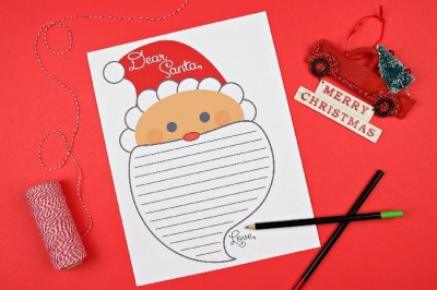 Dear Santa letter printable with pencils and ornaments