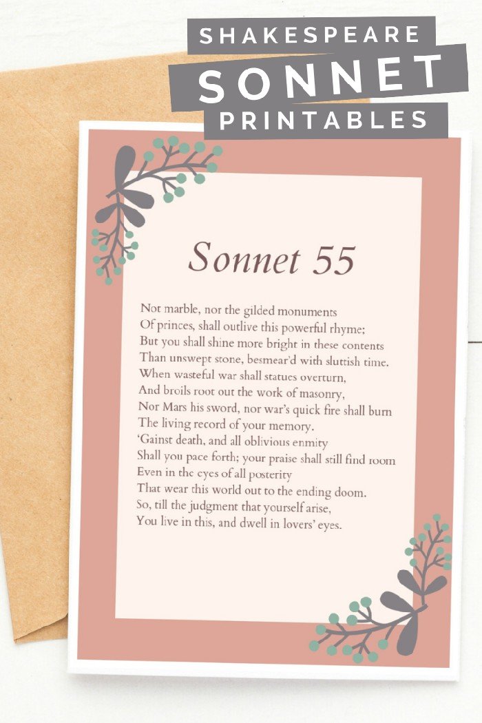 SHAKESPEARE LOVE SONNET PRINTABLES FOR VALENTINE'S DAY Valentine's Day ...