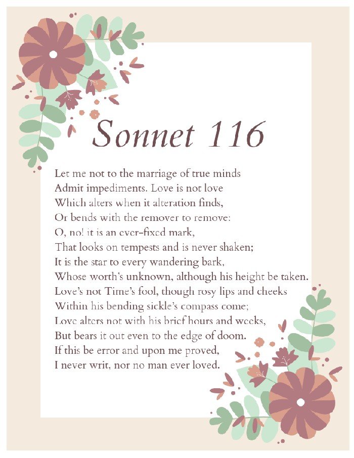 SHAKESPEARE LOVE SONNET PRINTABLES FOR VALENTINE'S DAY Valentine's Day ...