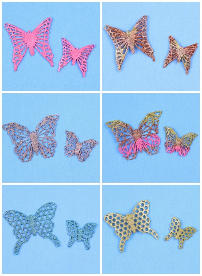 collage of several geometric butterfly embellishments