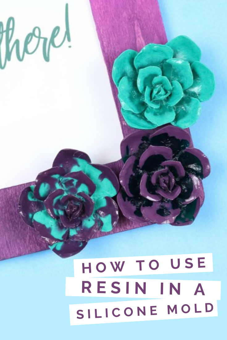Purple and teal flower embellishments made of resin