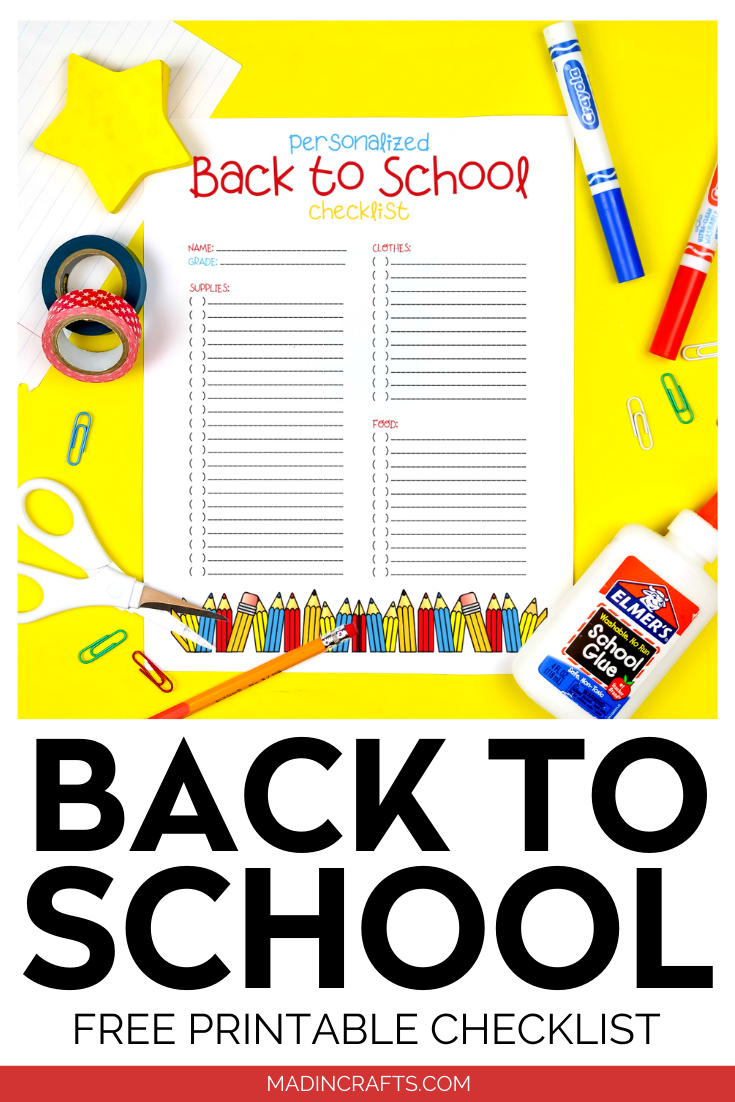 PRINTABLE CHECKLIST FOR SCHOOL SHOPPING Fall Mad in Crafts