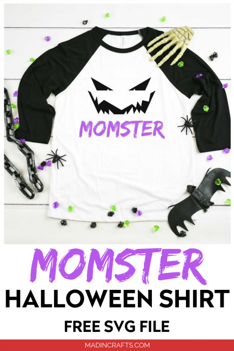 momster svg design on a t-shirt with halloween decorations
