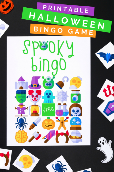 Halloween bingo game on a black background