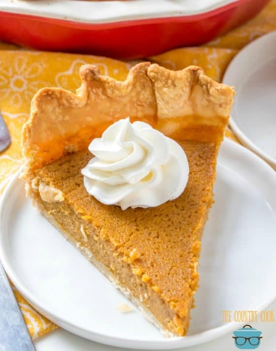 pumpkin pie on a plate