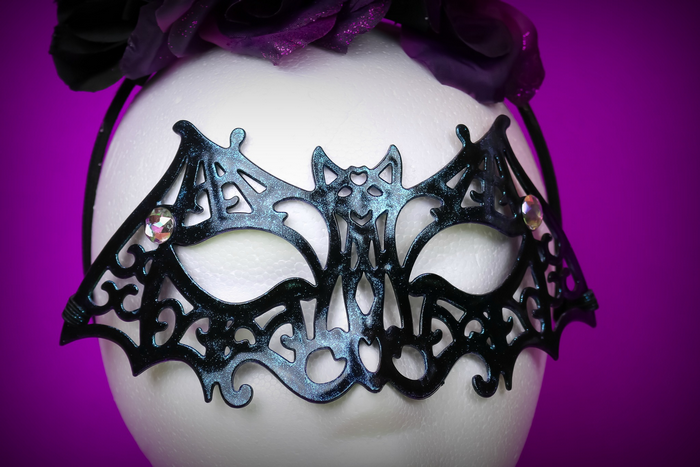 halloween bat mask on a foam head