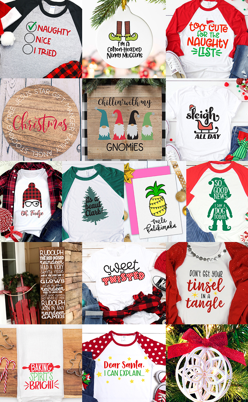 collage of Christmas SVG designs