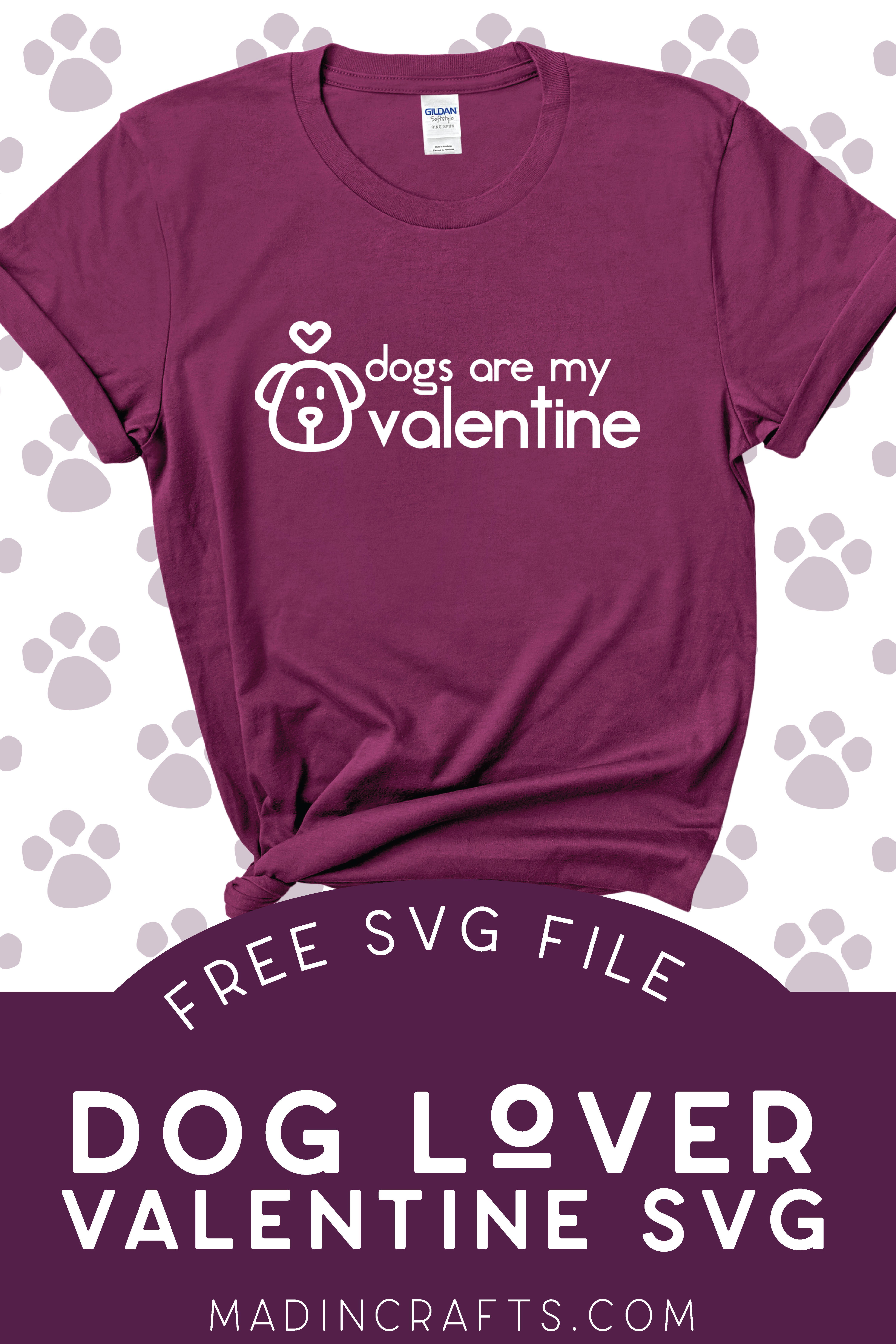 purple shirt that reads Dogs Are My Valentine