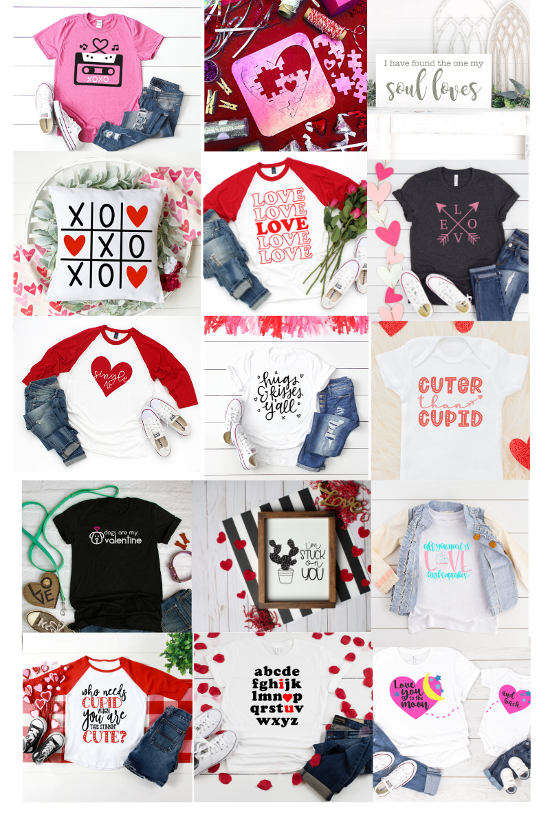 collage of valentine SVG designs