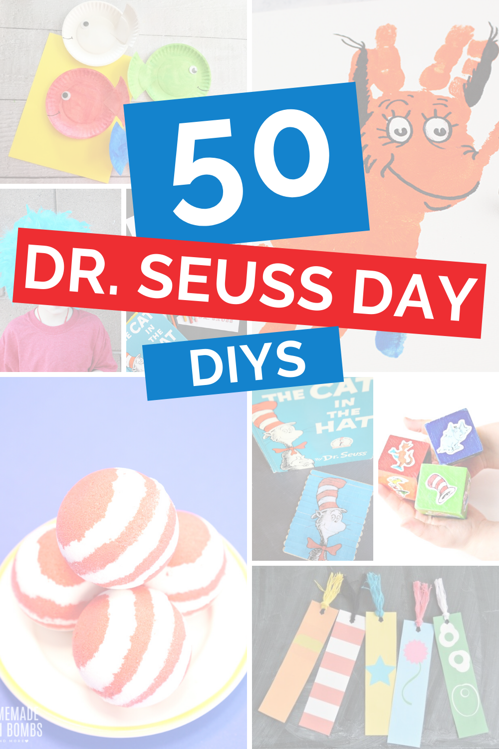 collage of Dr Seuss crafts