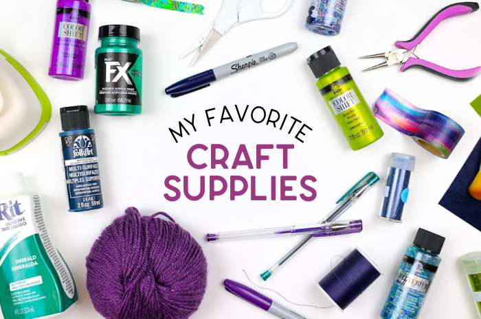 flat lay of craft supplies on a white table