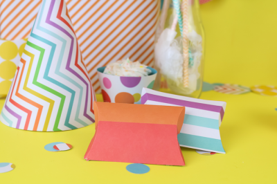 colorful DIY Cricut pillow favor boxes