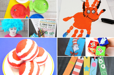 collage of Dr Seuss crafts