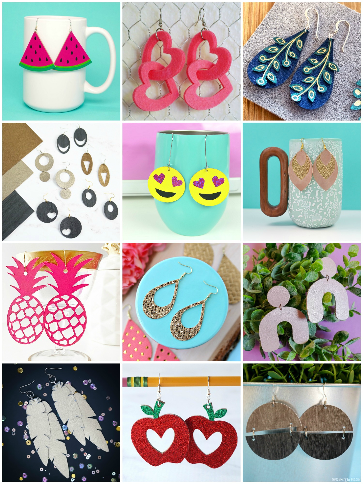 collage of DIY Cricut earring crafts