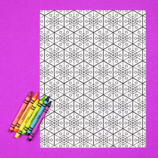 coloring page with crayons on a purple background