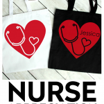 2 tote bags with stethoscope heart SVG design
