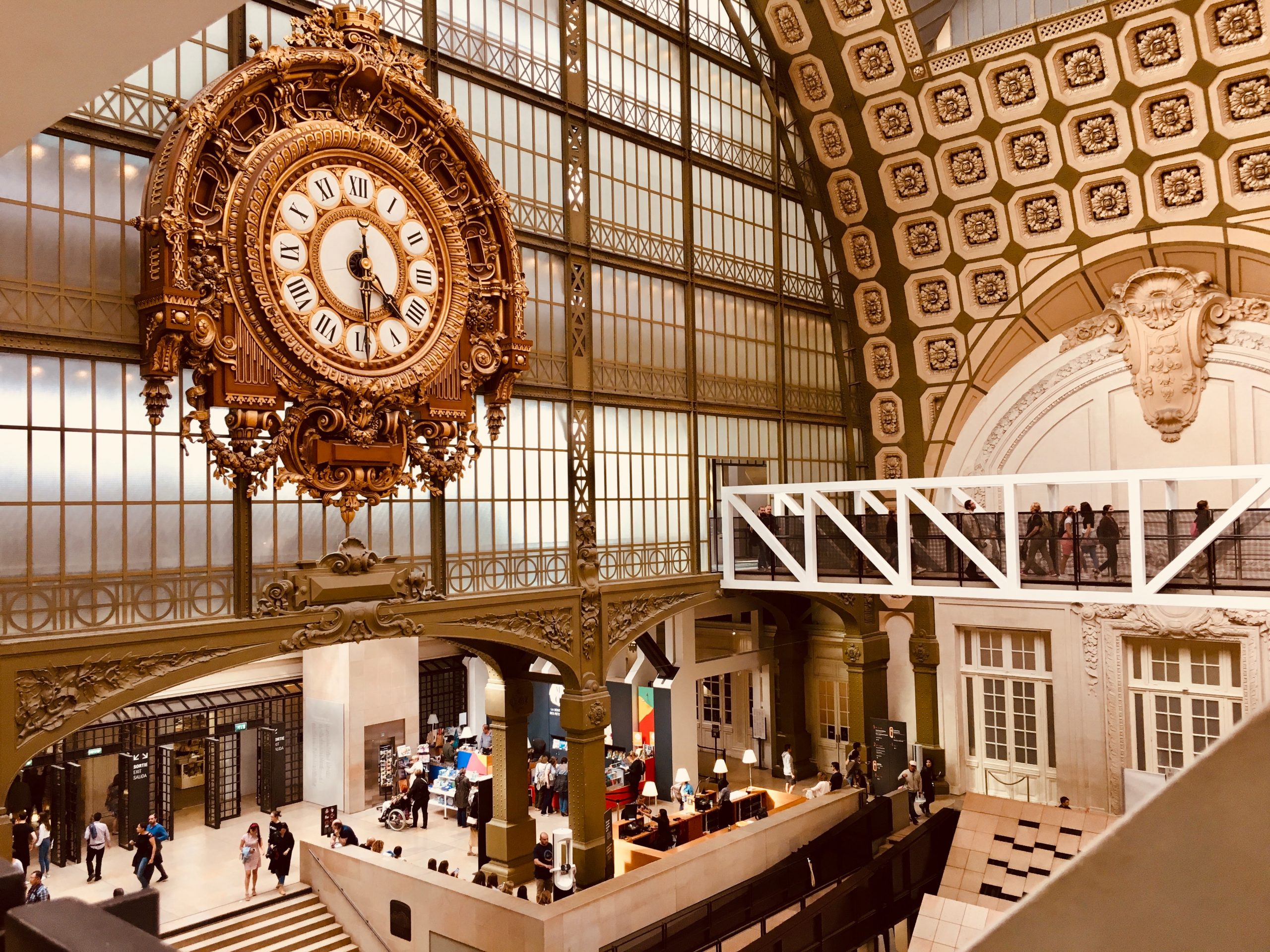 A large clock in a train station