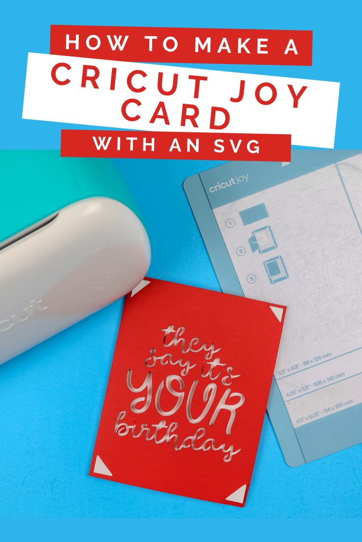 Free SVG for making a Cricut Insert card, birthday card, Cricut Joy on a blue background