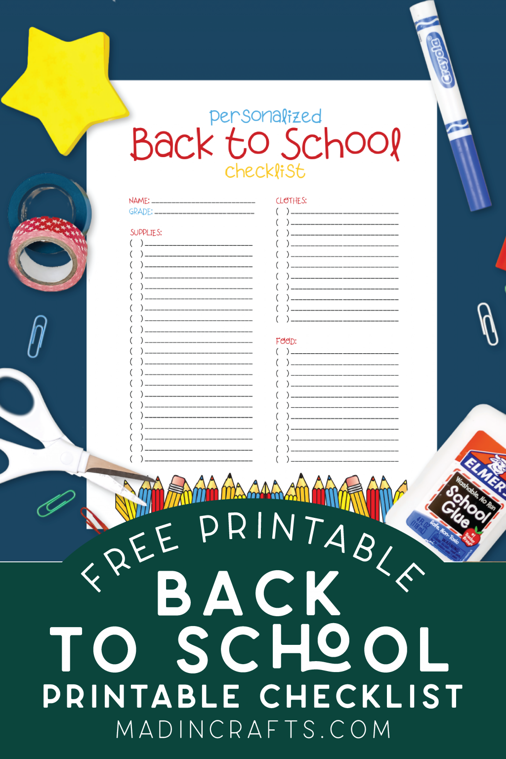 PRINTABLE CHECKLIST FOR SCHOOL SHOPPING Fall Mad in Crafts