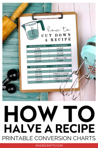 HOW TO HALVE A RECIPE - PRINTABLE CHARTS Crafts Mad in Crafts