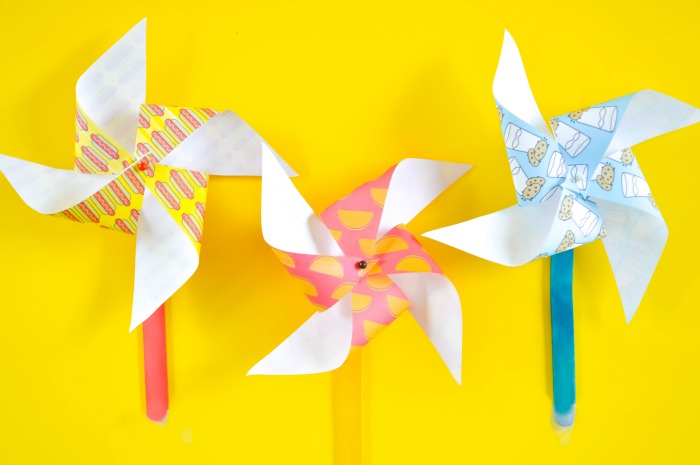 Paper Pinwheels on a yellow background