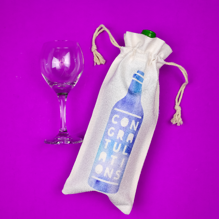 Congratulations Infusible Ink Wine Gift bag with wine glass on a purple background