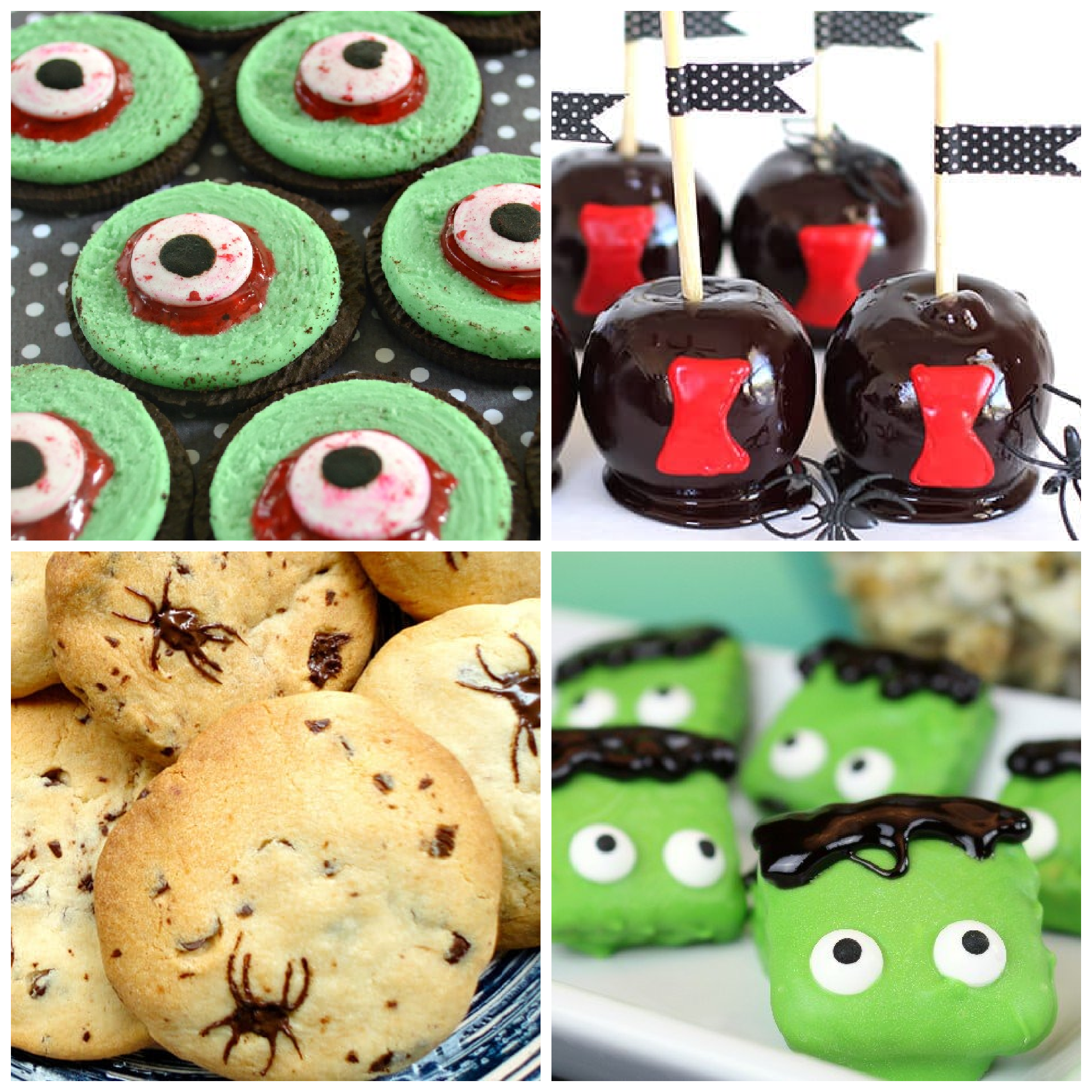 collage of 4 DIY Halloween crafts and recipes