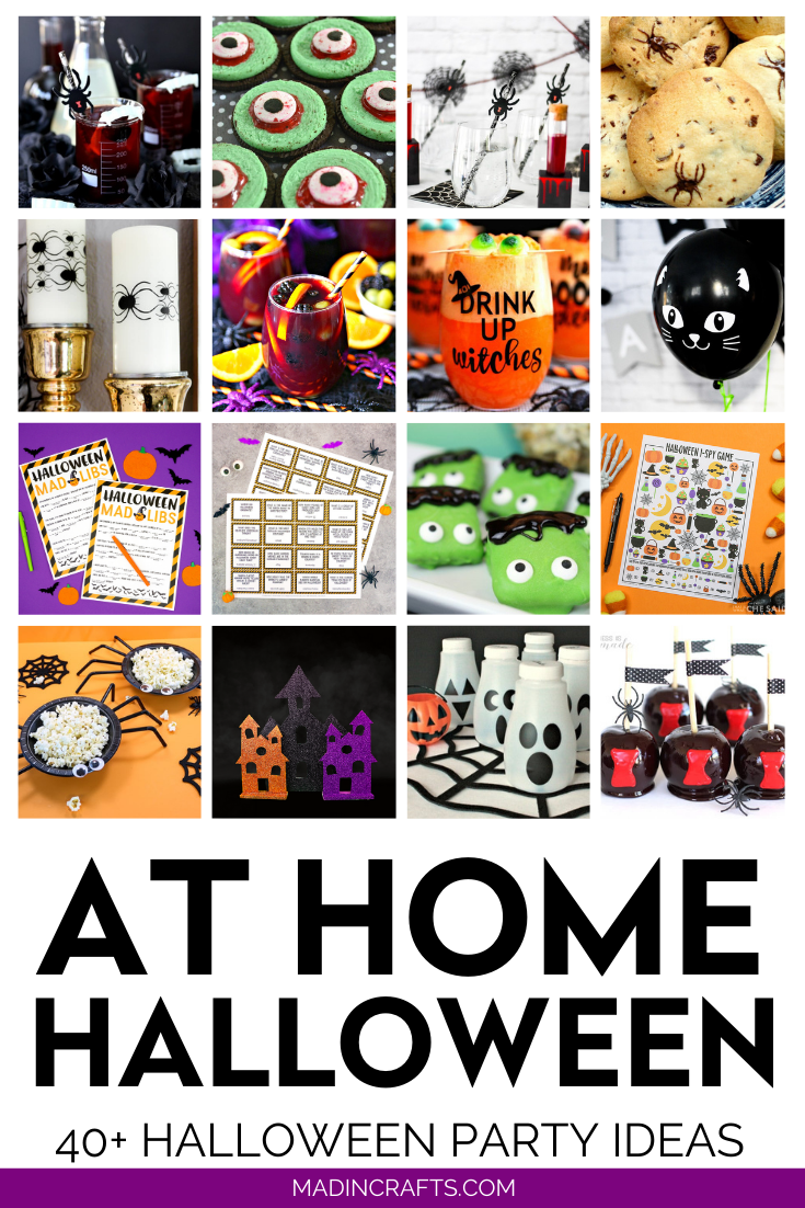 collage of DIY Halloween crafts and recipes