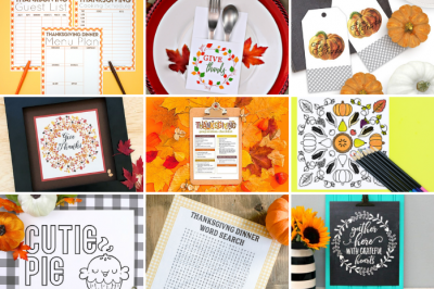 collage of thanksgiving printable crafts