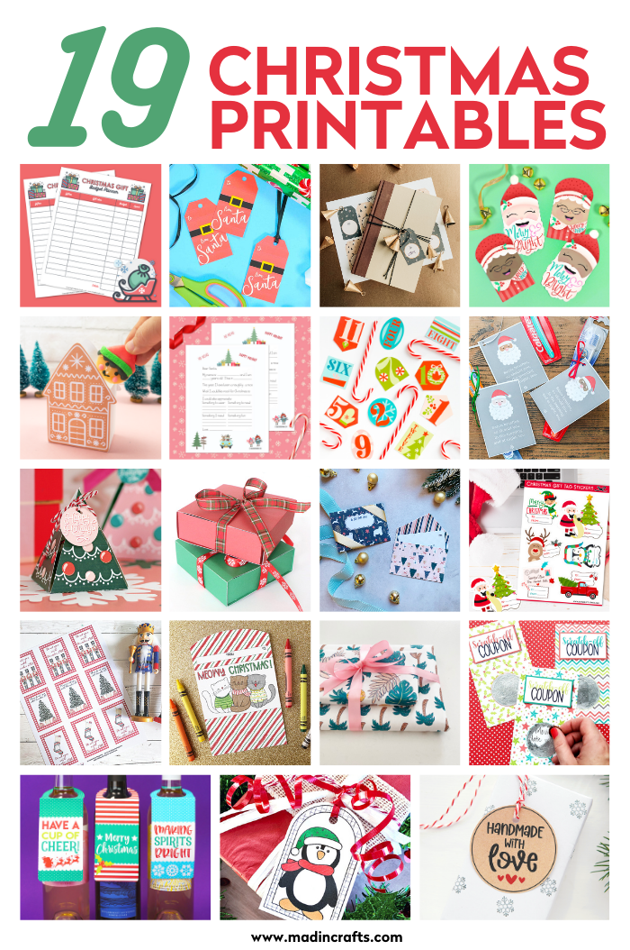 Collage of Christmas printable projects