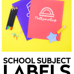 School subject SVG designs on colorful folders on a yellow background