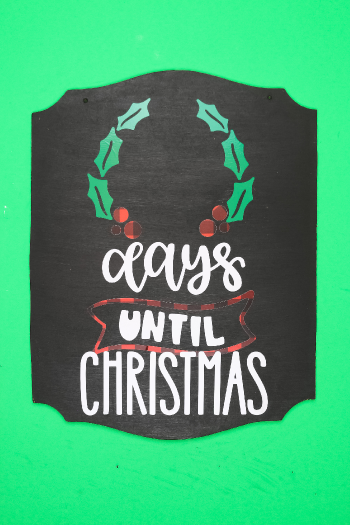 Chalkboard Days until Christmas sign on a green background
