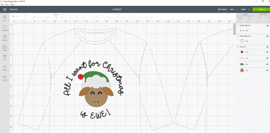All I Want for Christmas is EWE SVG design in Cricut Design Space