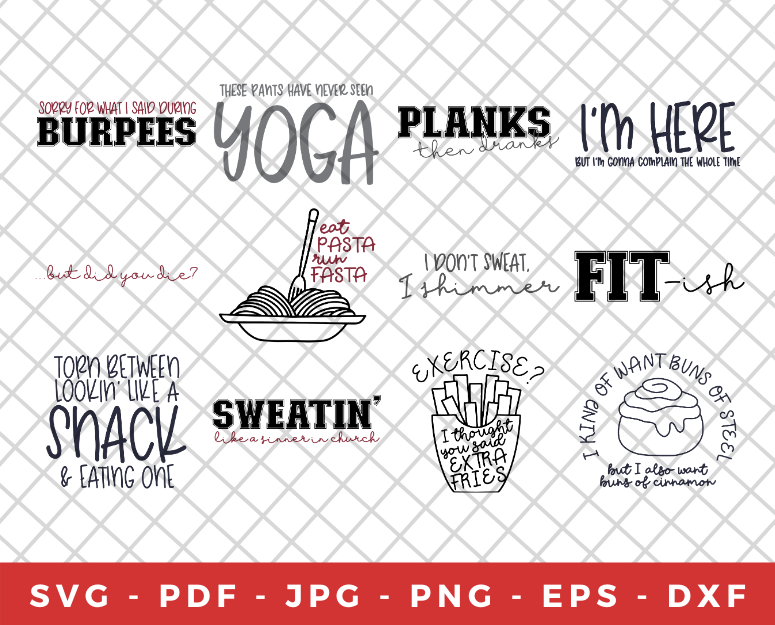 Collage of workout related SVG designs