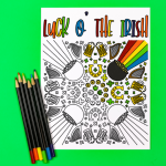 St. Patrick's Day Coloring Page on a green background