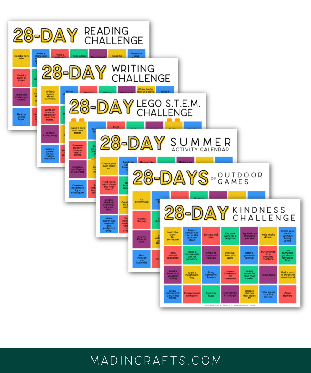 collage of printable kids activity calendars