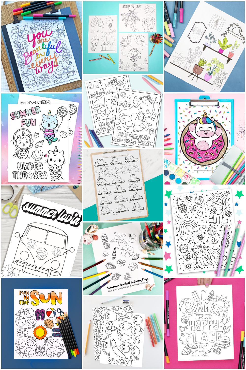 collage of printable coloring pages