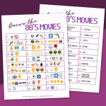 Guess the 80s Movie Emoji prinable game and answers