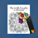 The earth laughs in flowers coloring page with colored pencils