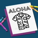 Aloha Coloring Page with crayons