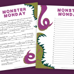 printable monster mad libs on a purple background