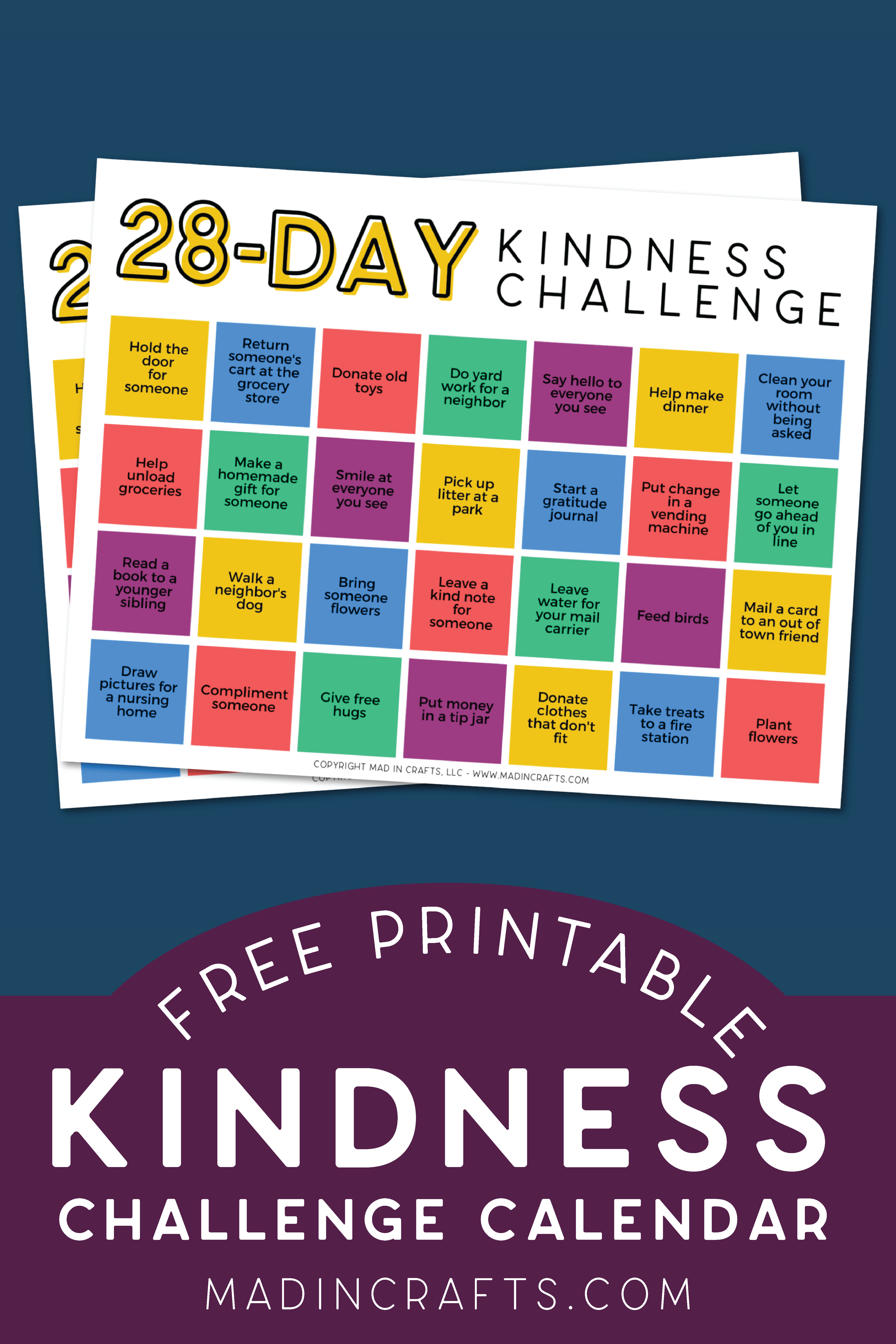 printable acts of kindness challenge calendar