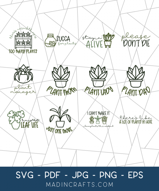 collage of hand drawn plant themed svg files