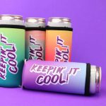 four slim can koozies with layered vinyl designs