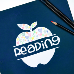 Reading folder with cardstock sticker and colored pencils