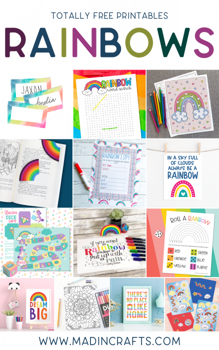 collage of rainbow printables