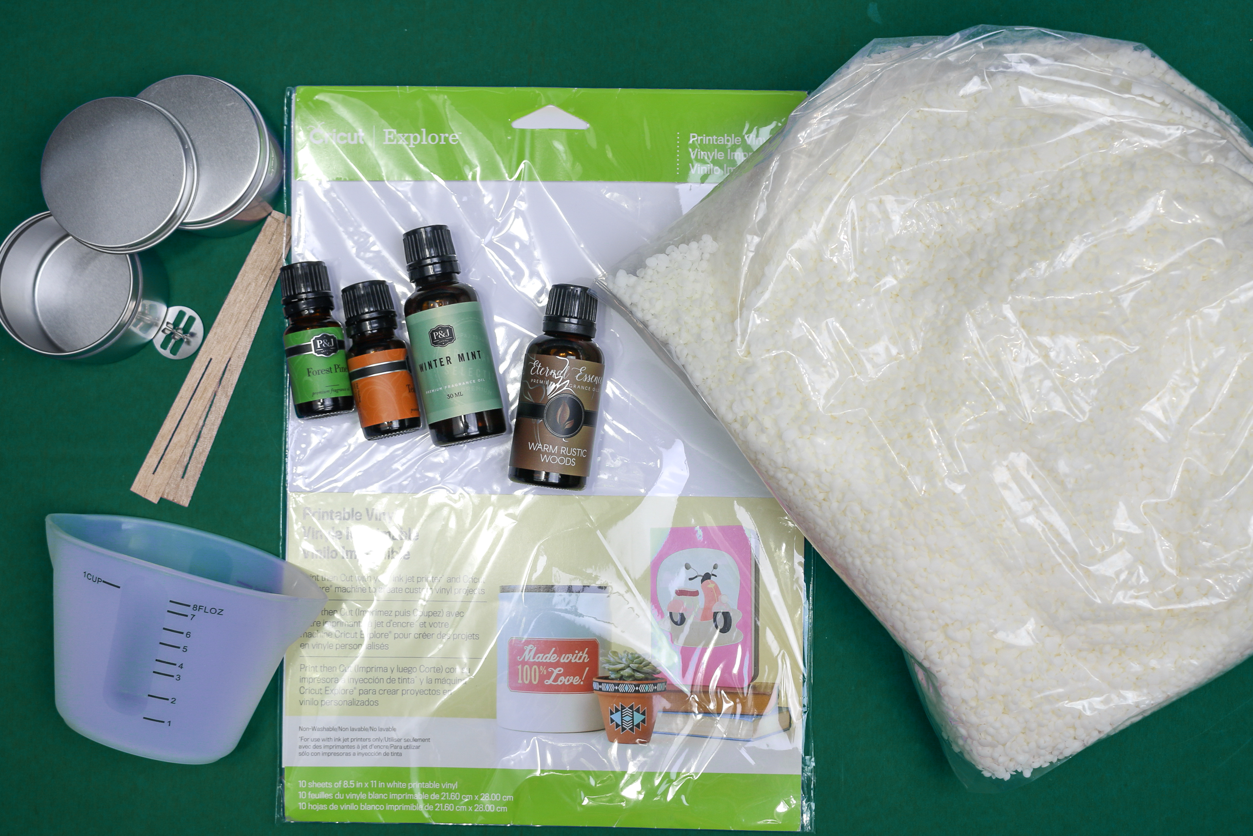 flat lay of candle making supplies