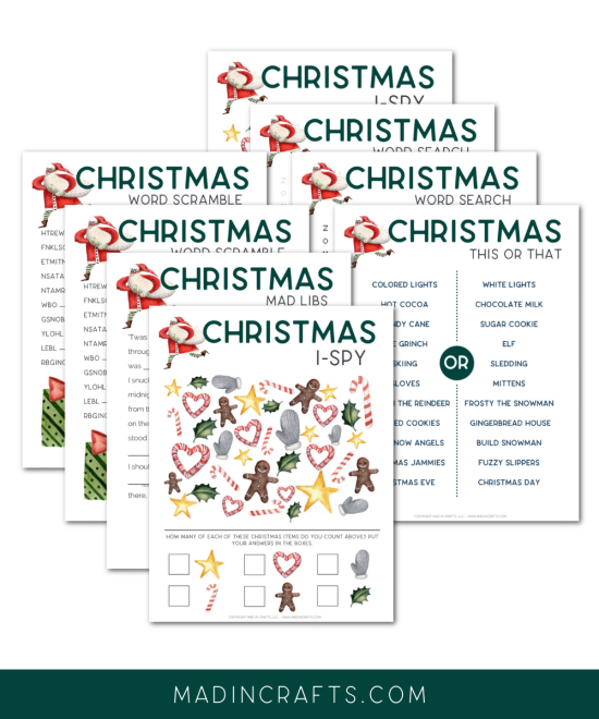 collage of printable Christmas activity  worksheets