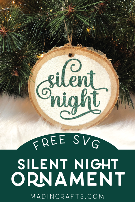 Wood slice ornament with silent night SVG