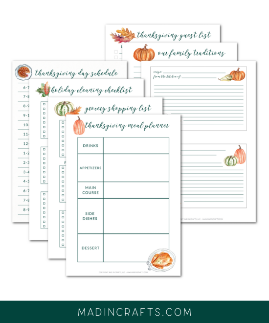 collage of Thanksgiving planner bundles